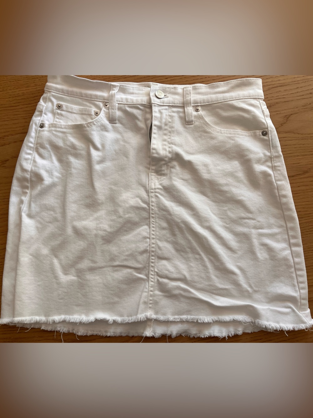J. Crew White Denim Mini Skirt with Frayed Hem
